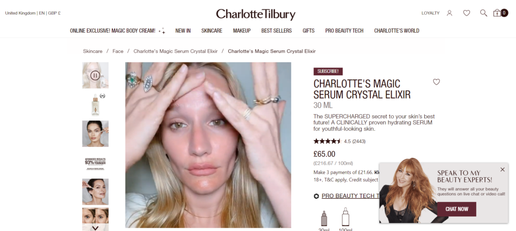 charlotte tilbury microcopy example