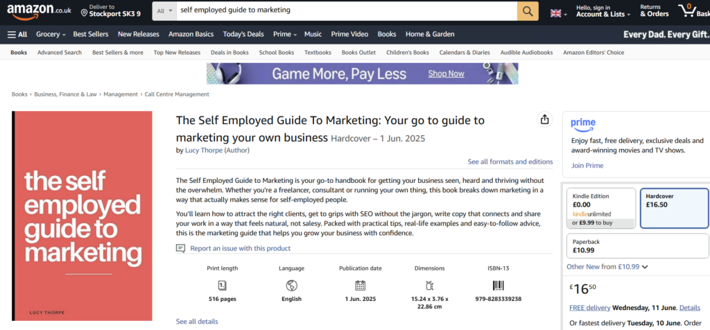 The Self Employed Guide to Marketing by Lucy Thorpe available on Amazon.